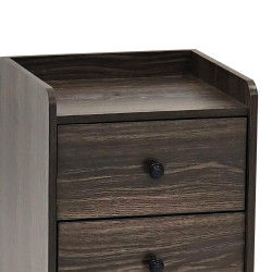 طاولة سرير جانبية خشب بـ 2 درج عملي بني