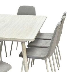 طاولة طعام خشب 8 كراسي مخمل عصري رمادي