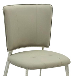 كرسي طاولة طعام جلد بأرجل معدنية رمادي