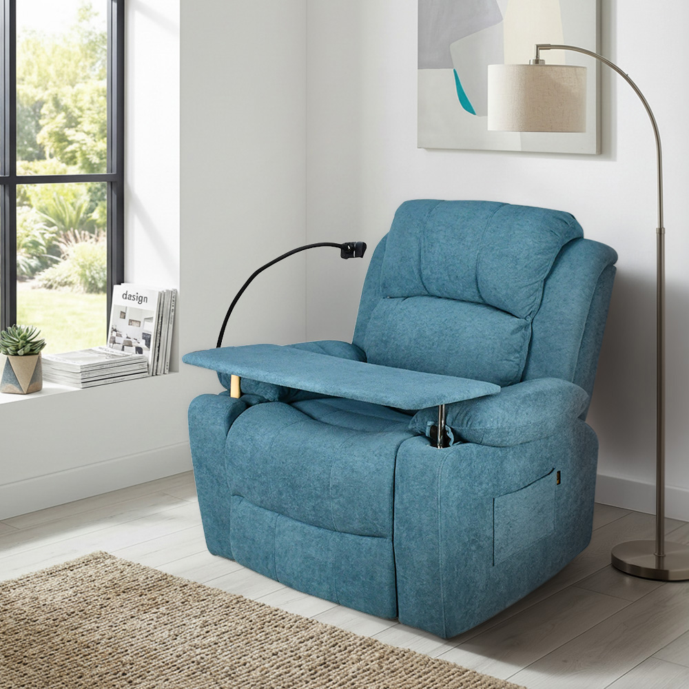 كرسي استرخاء مودرن هزار دوار بحامل جوال مع طاولة سماوي غامق