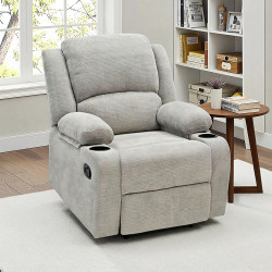 كرسي استرخاء ثابت قماشي مودرن مع مساحة تخزين رمادي