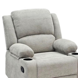 كرسي استرخاء ثابت قماشي مودرن مع مساحة تخزين رمادي