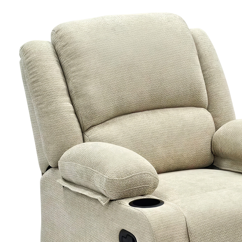 كرسي استرخاء ثابت قماشي مودرن مع مساحة تخزين بيج