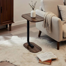 طاولة خدمة مفردة خشب بقاعدة عملية بني