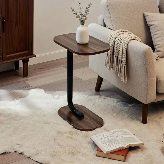 طاولة خدمة مفردة خشب بقاعدة عملية بني