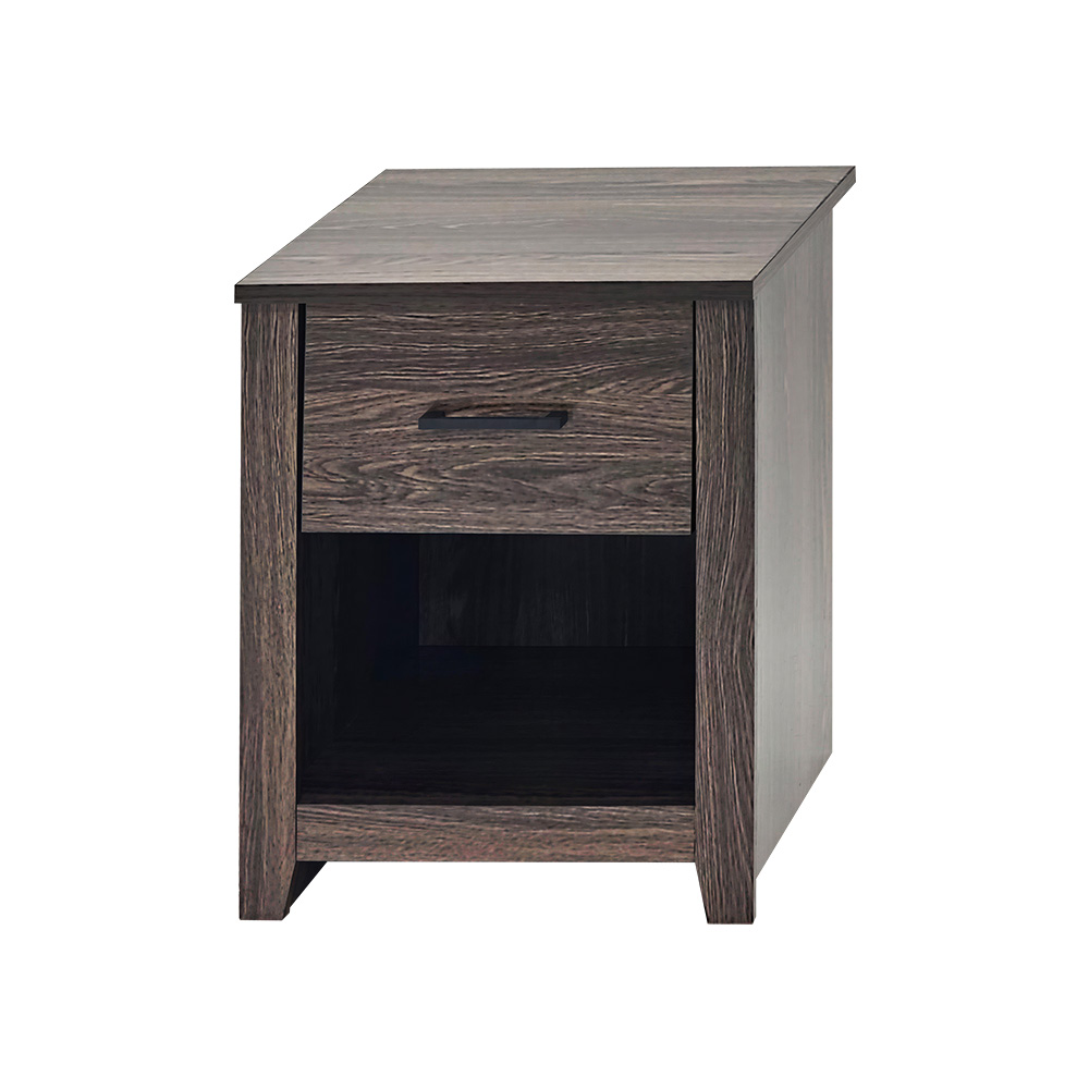 طاولة سرير جانبية خشب بـ درج عملي بني