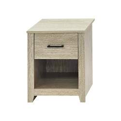 طاولة سرير جانبية خشب بـ درج عملي بيج