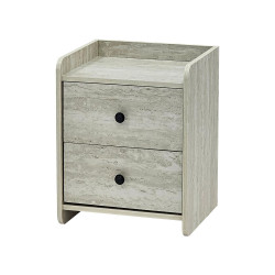 طاولة سرير جانبية خشب بـ 2 درج عملي رمادي