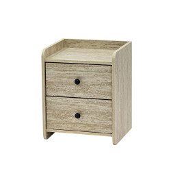 طاولة سرير جانبية خشب بـ 2 درج عملي بيج