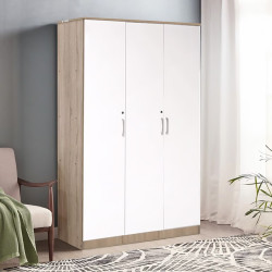 دولاب ملابس 3 باب خشبي أبيض 120 سم