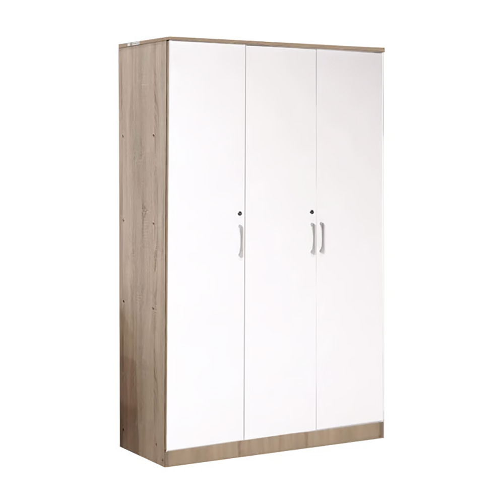 دولاب ملابس 3 باب خشبي أبيض 120 سم