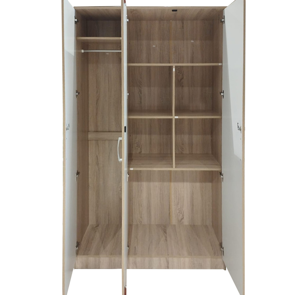 دولاب ملابس 3 باب خشبي أبيض 120 سم