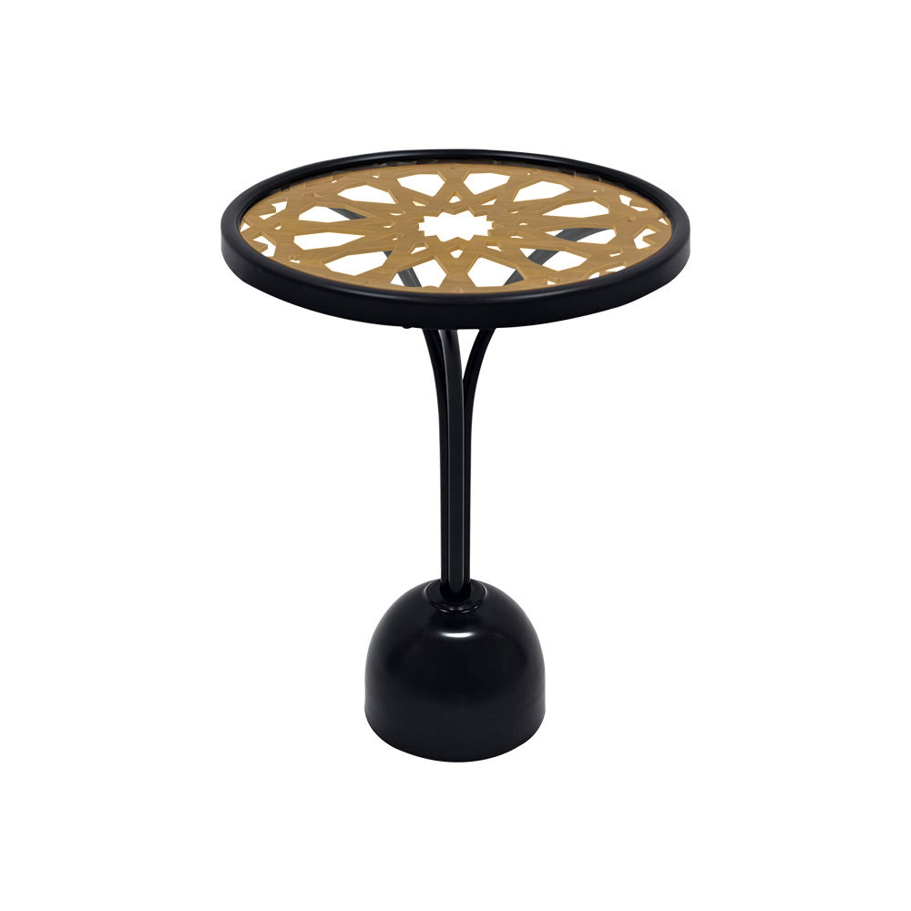 طاولة خدمة مفردة خشب سطح زجاجي بهيكل معدني