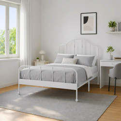هيكل سرير معدني أبيض 200×120 سم