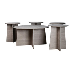 طقم طاولات خدمة 5 قطع خشبي بيج