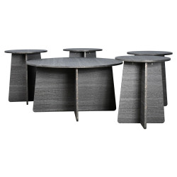 طقم طاولات خدمة 5 قطع خشبي رمادي غامق