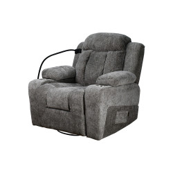 كرسي استرخاء فخم هزاز دوار بحامل جوال رمادي غامق