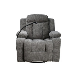 كرسي استرخاء فخم هزاز دوار بحامل جوال رمادي غامق