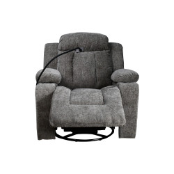 كرسي استرخاء فخم هزاز دوار بحامل جوال رمادي غامق