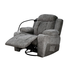 كرسي استرخاء فخم هزاز دوار بحامل جوال رمادي غامق