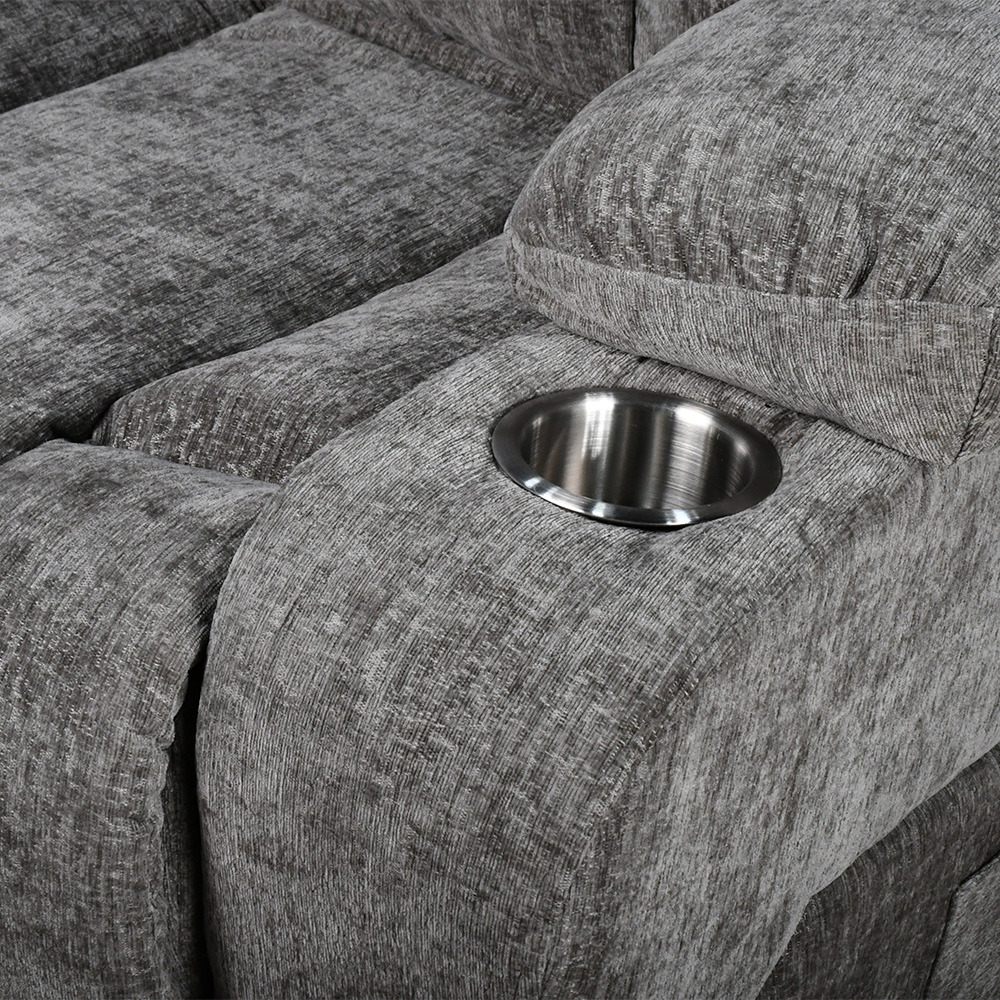 كرسي استرخاء فخم هزاز دوار بحامل جوال رمادي غامق