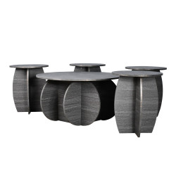 طقم طاولات خدمة 5 قطع خشبي مودرن رمادي