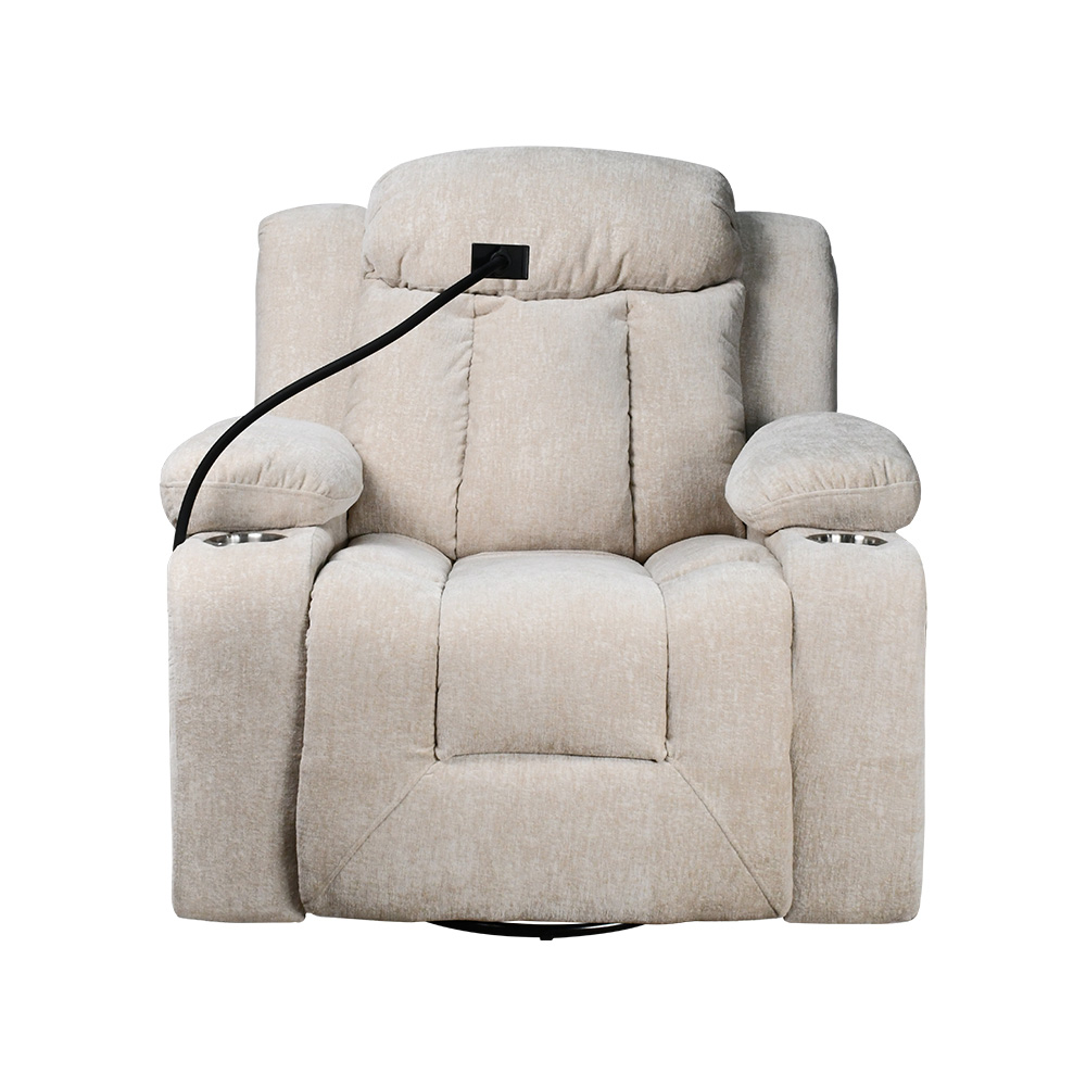 كرسي استرخاء فخم هزاز دوار بحامل جوال بيج