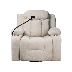 كرسي استرخاء فخم هزاز دوار بحامل جوال بيج