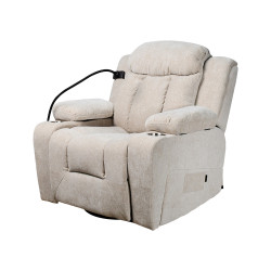 كرسي استرخاء فخم هزاز دوار بحامل جوال بيج