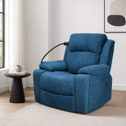 كرسي استرخاء فخم هزاز دوار بحامل جوال وحامل أكواب متحرك