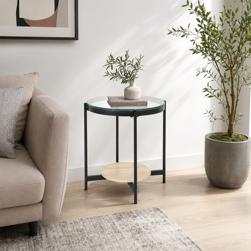 طاولة خدمة مفردة سطح زجاج 50×47 سم