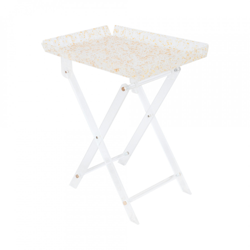 طاولة خدمة مفردة قابلة للطي اكريلك أبيض