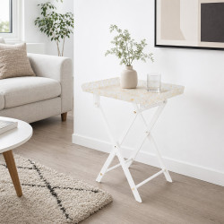 طاولة خدمة مفردة قابلة للطي اكريلك أبيض