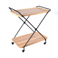 عربة تقديم 2 دور خشب متحركة تصميم عملي