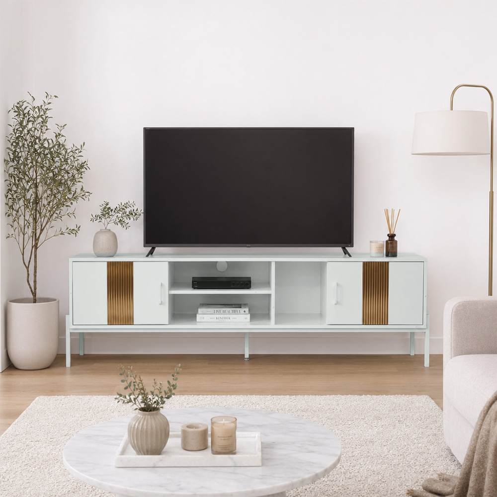 وحدة تلفزيون خشب بهيكل معدني 180 سم