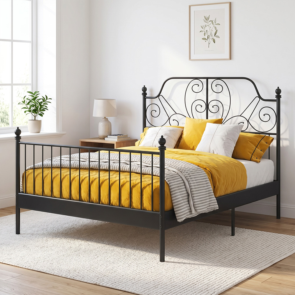 سرير اسود حديد 200X120 سم