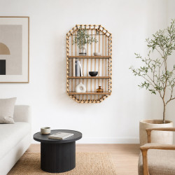 وحدة رفوف معلقة خشب بهيكل معدني