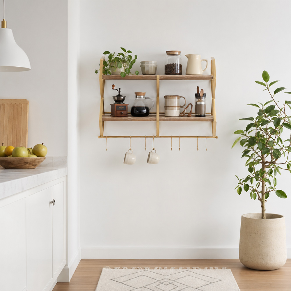 رف كوفي جداري حديد 2 رف