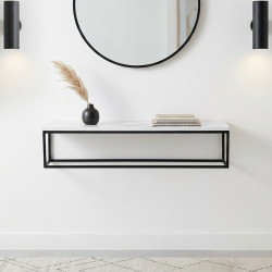 رف حائط خشب ومعدن تصميم عملي