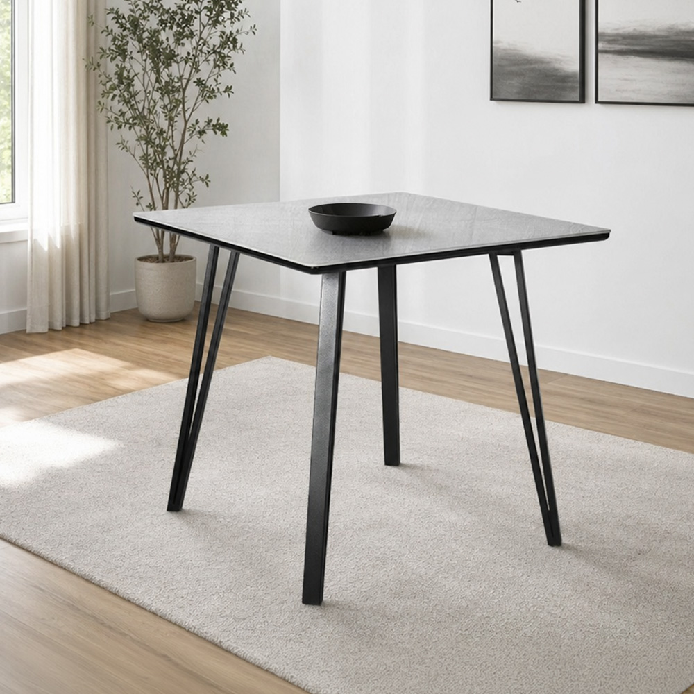 طاولة طعام مفردة خشب بأرجل معدنية 80 سم