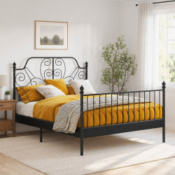 هيكل سرير حديد أسود 200×180 سم