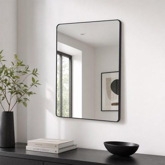 مرآة جدارية مودرن بإطار معدني 80×60 سم