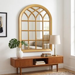 مرآة حائط اطار بلاستيك ذهبي 50×70 سم مرآة حائط اطار بلاستيك ذهبي 50×70 سم