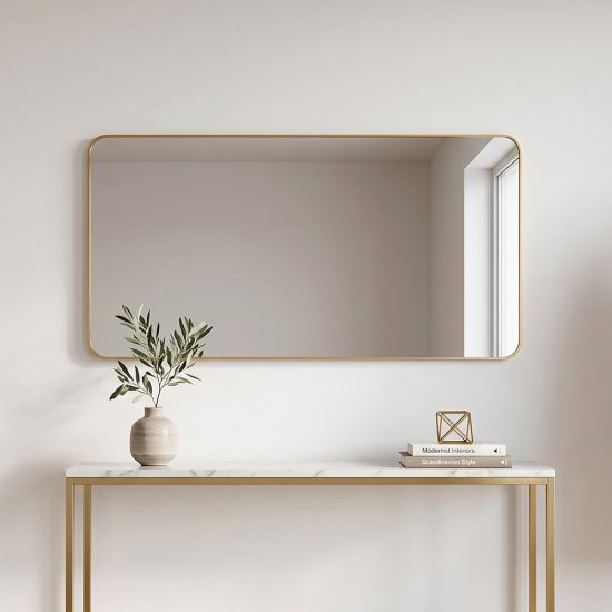 مرآة ديكور حائط بإطار ذهبي 60×120سم