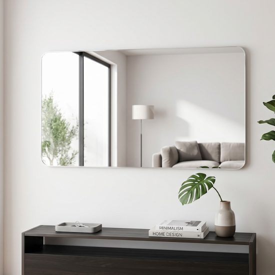 مرآة ديكور حائط بإطار فضي 60×120سم