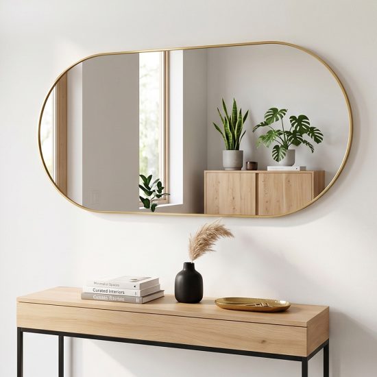 مرآة ديكور حائط بإطار ذهبي 60×120سم مرآة ديكور حائط بإطار ذهبي 60×120سم