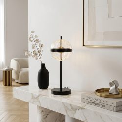 أباجورة طاولة معدنية بتصميم عصري أسود