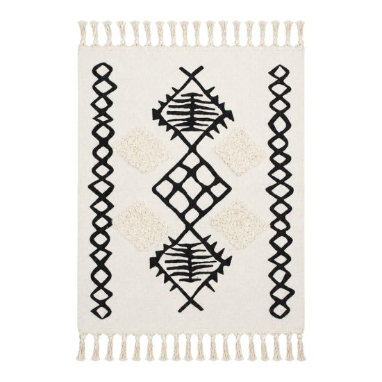 سجادة مدخل بوهيمي 60×90 سم - أوف وايت وأسود
