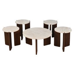 طقم طاولات ضيافة 5 قطع دائرية بتصميم فاخر طقم طاولات ضيافة 5 قطع دائرية بتصميم فاخر