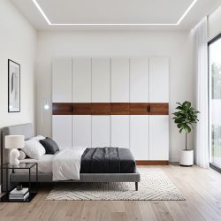 دولاب ملابس مودرن 6 أبواب أبيض وبني